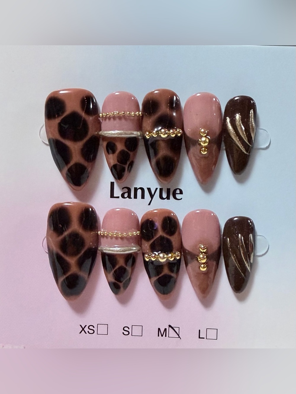 Women Makeup Leopard Print and Pink Nail Set